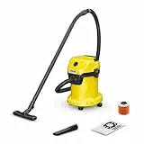 Kärcher Aspirateur Eau et Poussières WD 3 V-17/4/20, Fonction Soufflage, Puissance : 1000W, Cuve Plastique : 17L, Flexible d'Aspiration : 2m, avec Filtre à Cartouche & Non-Tissé, Buses Sol & Fentes