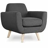 Menzzo Fauteuil scandinave Danube Tissu Gris Foncé