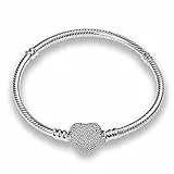 Pandach Bracelet Pour Femme Pandora charms avec Fermoir Cœur en Argent 925,Bijoux Femme Cadeaux Noël Femme Anniversaire Fête des Mères