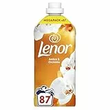 Lenor Adoucissant Ambre et Orchidée, 87 Lavages, 24H De Fraîcheur Relaxante, Avec Huiles Essentielles, Parfum Relaxant Sensation Zen, Efficace en Cycles Rapides et à Froid, Testé Dermatologiquement