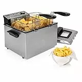 Princess Friteuse à huile – 5 L – Habillage en acier inoxydable – 3270 W – Zone froide pour une friture saine – Couvercle avec filtre et vitre – 185000
