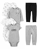 Simple Joys by Carter's Ensemble de 6 Bodies (Manches Courtes et Longues) et Pantalon pour bébé garçon, Imprimé Noir/Gris/Lama Blanc/Panda, 24 Mois