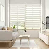 Blindecor Lira Store enrouleur jour nuit tissu double, couleur Lin, store zèbre 160 x 250 cm (largeur x hauteur) | Taille du tissu 157 x 245 cm. Stores tissu double élégants