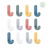 Nevoluxer 12 Crochets Muraux Autocollants Colorés, Porte Manteau Adhésif pour Serviettes et Vêtements, Patère Enfant Décorative, Idéal Salle de Bain, Cuisine et Bureau, Patère Adhesive Sans Perçage