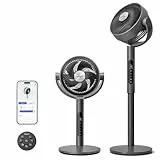 LEVOIT 20 dB Smart Ventilateur sur Pied Silencieux, DC Moteur, 30w, Flux d'air 7.5 m/s, Turbo Circulateur WIFI avec Contrôle APP, Commande Vocale, Télécommande, Oscillant 90°+120°