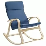SONGMICS, Chaise à Bascule, Fauteuil Relaxant, Charge Max. 120 kg, Structure en Bois de Bouleau, Housse en Coton, Bleu Minuit LYY030Q01, 65 x 91 x 99 cm