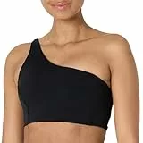 Amazon Essentials Soutien-Gorge de Sport Active FormFlex, Asymétrique avec Bretelles dans le Dos, Ultra Doux, Soutien Léger Femme, Noir, M