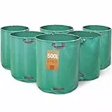 VOUNOT® Sacs de Jardin Extra Large Lot de 6 Sac de Jardin 500L Sacs de déchets Jardin résistants Sac à déchets de Jardin Sac déchet en PP Robuste Lot de 6 Sacs Poubelle de Jardin