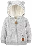 Simple Joys by Carter's Hooded Sweater Jacket with Sherpa Lining Blouson de Polyester molletonné, Gris, 3-6 Mois Mixte Bébé