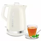 Moulinex Bouilloire électrique, 1,7 L, Design vintage ivoire, Base pivotante à 360°, 2 400 W ébullition rapide, Arrêt automatique, Indicateurs niveau d’eau, Filtre anti-calcaire, Soleil BY320A10