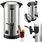 Juskys Marmite à vin chaud Teramo 10 litres 1 500 W avec robinet, thermostat et protection contre la surchauffe, 30 à 110 °C, acier inoxydable, électrique, distributeur de boissons chaudes