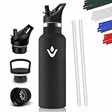 Honeyholly Bouteille Isotherme, Sans BPA, Gourde Isotherme 750 Ml, Double Paroi Étanche, Gourde Avec Paille, Reutilizable, Water Bottle, Bouteille Isotherme Pour Le Camping, Les Gymnases, Bureau