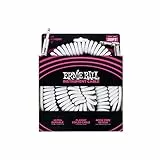 Ernie Ball Câble enroulé pour instrument, connecteur droit et coudé, 9,1 m, blanc