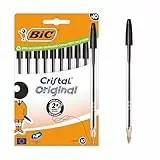 Bic Cristal Original Stylos-Bille Pointe Moyenne (1,0 mm) - Parfait pour l'Ecole et au Bureau - Noir, Boîte carton de 10