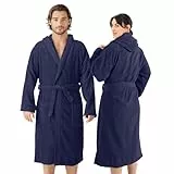HOMELEVEL Peignoir de Bain Femme Homme - Sortie de Bain Femme Eponge en 100% Coton Tailles M-6XL - Peignoir avec Capuche Poches Latérales et Ceinture aussi en Grande Taille