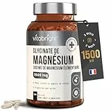 VitaBright Magnésium Bisglycinate Bio 1500 mg – 300 mg de magnésium élémentaire par portion – 180 gélules végétales pour 3 mois – Sans additifs.