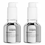 L'Oréal Professionnel - Lot de 2 - Soin Lissant Concentré SteamPod, Thermoprotecteur & Haute Résistance contre l'Humidité, Anti-Frisottis, Formule Anhydre Brevetée, Compatible avec Tout Lisseur, 50ml