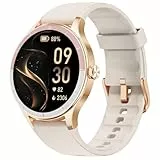 TOOBUR Montre Connectée Femme Ronde, Tendance Running Podomètre, 100+ Modes Sportives, Montre Connectée Santé/Cardio/Sommeil, Smartwatch Compatible Android/iOS, Répondre Appels, Étanche IP68, Beige