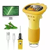 SGAINUL Microscope Numérique pour Enfants avec Écran IPS 2.0 Pouces, Rechargeable, Grossissement 1000x, 8 Lumières LED, pour Enfants de 3 à 8 Ans(Orange)