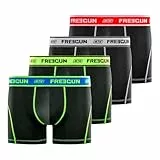 FREEGUN Caleçon Homme sans Déformation, Boxer Homme, AKTIV, Liberté de Mouvement et Maille Aérée (Lot de 4), Noir Taille L