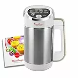 Moulinex Blender chauffant, 1000 W, Capacité 1.2 L, 5 programmes automatiques, Double paroi, Soupe, Velouté, Compote, Smoothie, Maintien au Chaud, Easy Soup silver LM841110