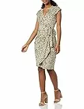 Amazon Essentials Robe Cache-cœur Classique, Manches Cape (Disponible en Grande Taille) Femme, Havane Impriméanimaux, M