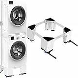NIUXX Support de machine à laver avec roulettes, largeur réglable (42-70cm), hauteur 20cm pour socle de machine à laver, lave-linge et sèche-linge avec frein, capacité de charge 400KG
