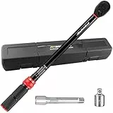 ATsafepro Clé Dynamométrique 1/2', 20-230 Nm Cle Dynamometrique Voiture avec adaptateur 1/2' à 3/8', Clef Dynamometrique pour voiture, moto, camion,Précision ± 3%