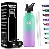 HoneyHolly Gourde Isotherme 750 ML, Reutilizable Sin BPA, Bouteille Isotherme, Aislamiento Al Vacío de Doble Pared, Gourde Avec Paille, Anti-Fuite, Water Bottle para Adultos, Deporte, Oficina, Yoga