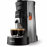 Philips SENSEO Select Machine à café à dosettes, Intensity Plus Crema Plus, Sauge, Une ou deux tasses à la fois, Bec verseur métallique ajustable (CSA250/11)