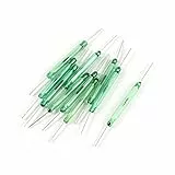 sourcing map 10pcs Contact Reed Argenté Rond Mène Tube de Verre Vert Sans Reed Interrupteur 28 mm