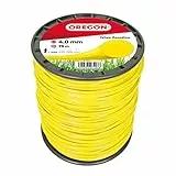 Fil de débroussailleuse Oregon Jaune Rond 4mm, Coupe herbes hautes, mauvaises herbes, végétation dense, Fil nylon haute résistance, compatible avec modèles standards, 4.0mm x 95m (69-388-Y)