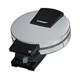 Cloer 285 Gaufrier à cornets pour croissants fins et croustillants, Plaques de cuisson 15 cm Ø, Plaques très lourdes, Message prêt à l'emploi optique et acoustique, 800 W, acier inoxydable chrome