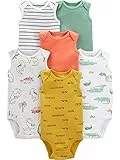 Simple Joys by Carter's Body à Manches Courtes Bébé Garçon, Lot de 6, Alligator/Camions/Dinosaure/Rayures, 0-3 mois
