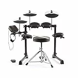 Alesis Debut Kit – Kit de batterie électronique pour enfant avec 4 pads en peau maillée, 120 sons, 100 leçons avec siège, baguettes, clé et casque
