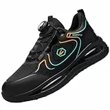Gugifcto Chaussures de Sécurité Homme Femme Basket de Securite Légère Confortable Antidérapante Respirante Chaussures de Travail Blackgreen 46EU