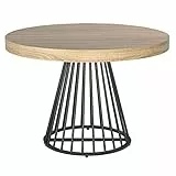 Menzzo Table Ronde Extensible Grivery Chêne Clair Pieds Noir