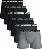 ANTONIO ROSSI Lot de 6 boxers pour homme avec braguette ouverte – Boxer ajusté en coton super doux, sans étiquettes de démangeaisons, respirant, évacuation de l'humidité – Lot de 6 sous-vêtements pour
