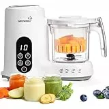 GROWNSY Robot Cuiseur Mixeur Bébé avec Panier Vapeur, Cuiseur Vapeur Mixeur Multifonctions Automatique pour Purées Maison Sain, Sans BPA