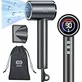 CIICII Seche Cheveux Ionique Négatif, 120,000RPM Sèche-Cheveux Grande Vitesse (1600W/3 Velocità/5-Temp/Écran HD/Borsa Portatile) Seche-Cheveux à Séchage Rapide pour la Maison, Voyages & Salons (Noir)