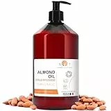 Huile Amande Douce Bio, Pressée à Froid, Pure. Huile de Massage Professionel, Huile pour Cheveux et Cils, Hydratant Corps (Mains, Ongles), Visage (Anti-âge), Vergetures Grossesse - 500 ml