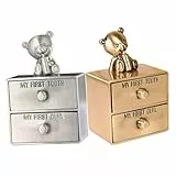 UTHCLO 2 pièces Boîte à Souvenirs pour Dents de Lait et Boucles de Cheveux Garçon Fille Coffret Métallique Multifonctionnel pour Conservation des Premières Dents et Bijoux Or et Cadeau