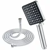 Pommeau de Douche avec Tuyau 1.6 m, YEAUPE PRO Pomme Douche Economie Deau avec 6 Modes, Filtre Pommeau Douche Carré (115 x 100 mm), Douchette Douche Salle de Bain Haute Pression Anti Calcaire, Chromé