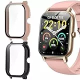Blueshaweu Compatible ddidbi smartwatch Case,P66D Smart Watch Case Hard Case avec Protecteur d'écran Compatible DDIBBI/Nerunsa/Aptkdoe P66D smartwatch - 1,85 Pouces (2 Packs-Noir+Rose)