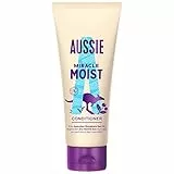 Aussie Miracle Moist Après-shampoing hydratant végan, formule nourrissante à l’huile de noix de macadamia pour les cheveux secs et abîmés, Sans cruauté, Flacon recyclable, 200 ml