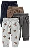 Simple Joys by Carter's 4-Pack Fleece Pants Pantalon décontracté, Bleu Marine/Brun/Gris Clair Imprimé Ours/Gris Foncé, 6-9 Mois (Lot de 4) Mixte Bébé