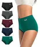 TANSTC Culottes en Coton pour Femmes, sous-Vêtements, Slip Taille Haute, Bleu + Gris Fer + Vert foncé + Bourgogne + Noir, Lot de 5, L