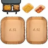 Papier Cuisson pour Moulinex Dual Easy Fry XXL 11L, Accessoires Air Fryer pour Gidgimo Air Fryer XXL 10L(6l+4l), Papier Sulfurisé pour Double Friteuse à Air 6,5L/4,5L EZ942BF0