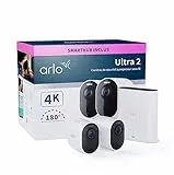 Arlo Ultra 2 4K avec Smarthub, Camera video surveillance WiFi exterieure sans fil, Vision nocturne couleur, Detecteur de mouvement, Compatible Alexa, Essai Arlo Secure inclus, 2 Caméras blanc