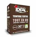 IDEAL - Kit Teinture Tout en Un Mini Chocolat - 230 g - Colorant + Fixateur + Sel Inclus - Teinture Textile Longue Tenue - Coton, Lin, Soie, Viscose - Efficace dès 30°C - Fabrication Française